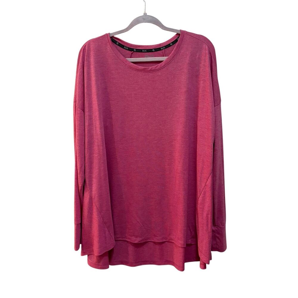 Zelos Plus Shirt Womens 2X Pink Crew Neck Long Sleeve Tunic Top Relaxed - Picture 2 of 5